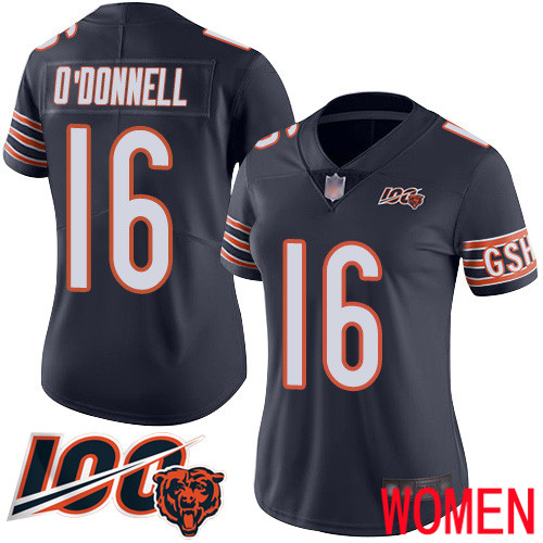 Chicago Bears Limited Navy Blue Women Pat O Donnell Home Jersey NFL Football #16 100th Season